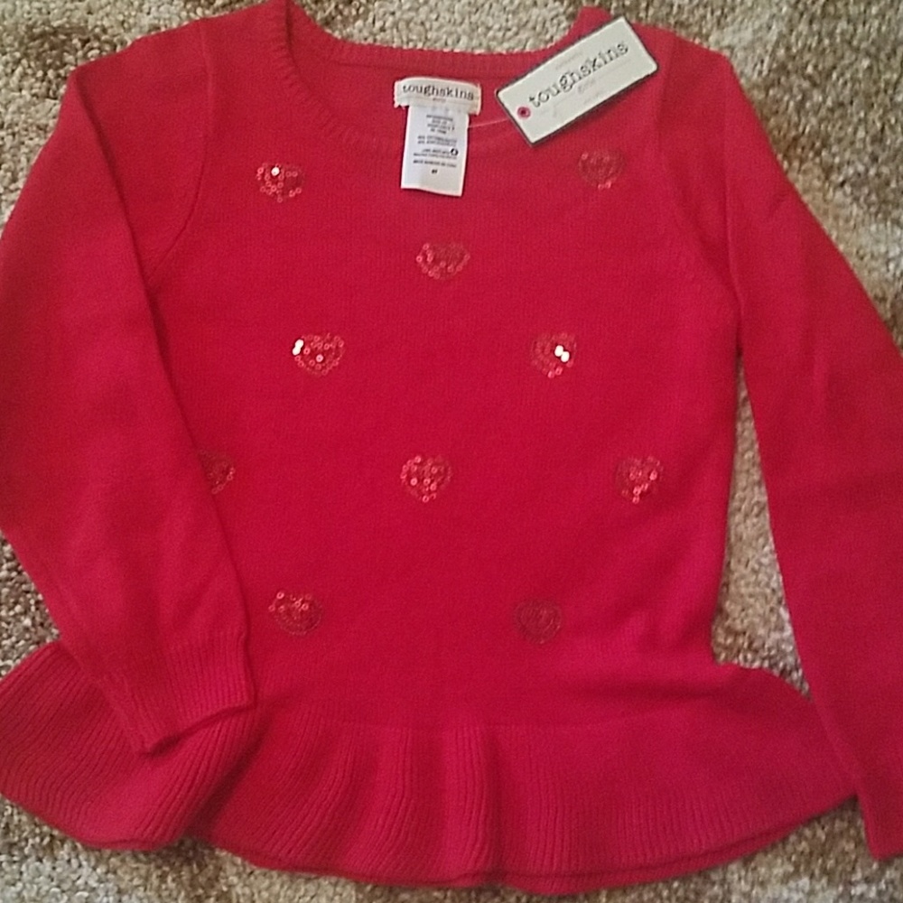 Girls Sweater With Sequin Hearts, NWT - Picture 1 of 3